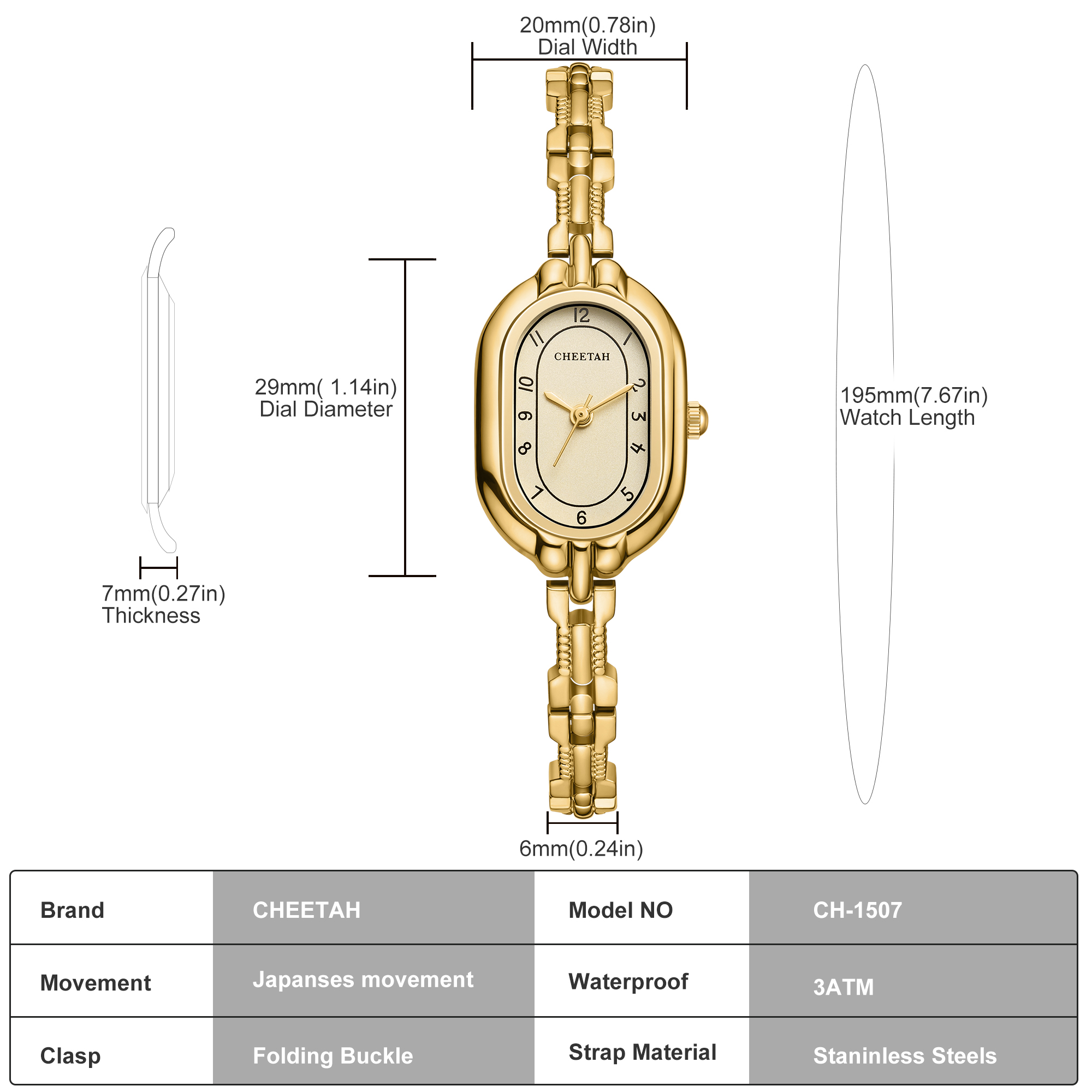 CHEETAH Women's Bangle Watch Small Vintage Bracelet, Easy Read Numeral Dial Waterproof
