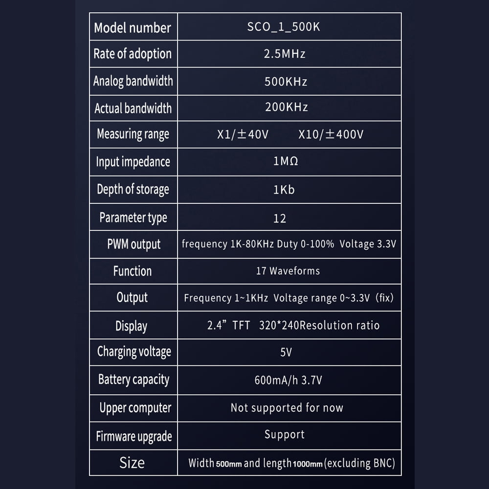 Oscilloscope,Display 2.5mhz Sample 240 Resolution 2.4inch Rate 500khz Oscillometer Resolution 2.4inch Tft * 240 Resolution 2.5mhz Sample Rate 320 * 240 2.4inch Tft Display Handheld 320 *