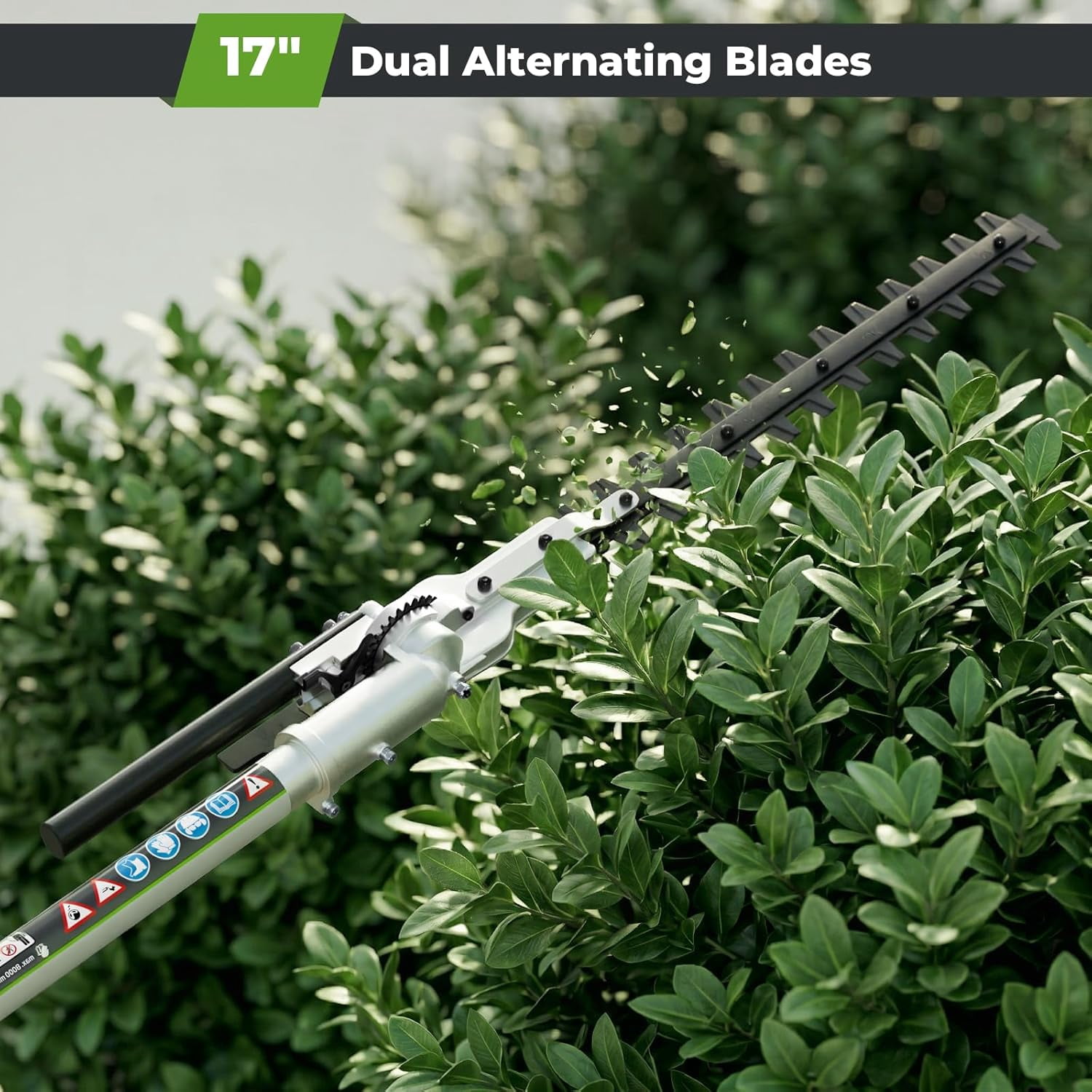 EAYSG Gas Hedge Trimmer 2 Cycle with Extension Pole, 17-inch 36cc Gas Powered Pole Hedge Trimmer with Dual Sided Dual Action Blade, Great for Trimming Shrubs, Bushes