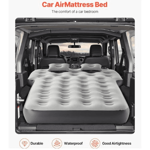 74x54.3x9.3 Inch Velour Inflatable Car Air Mattress with Built-in Pump Gray