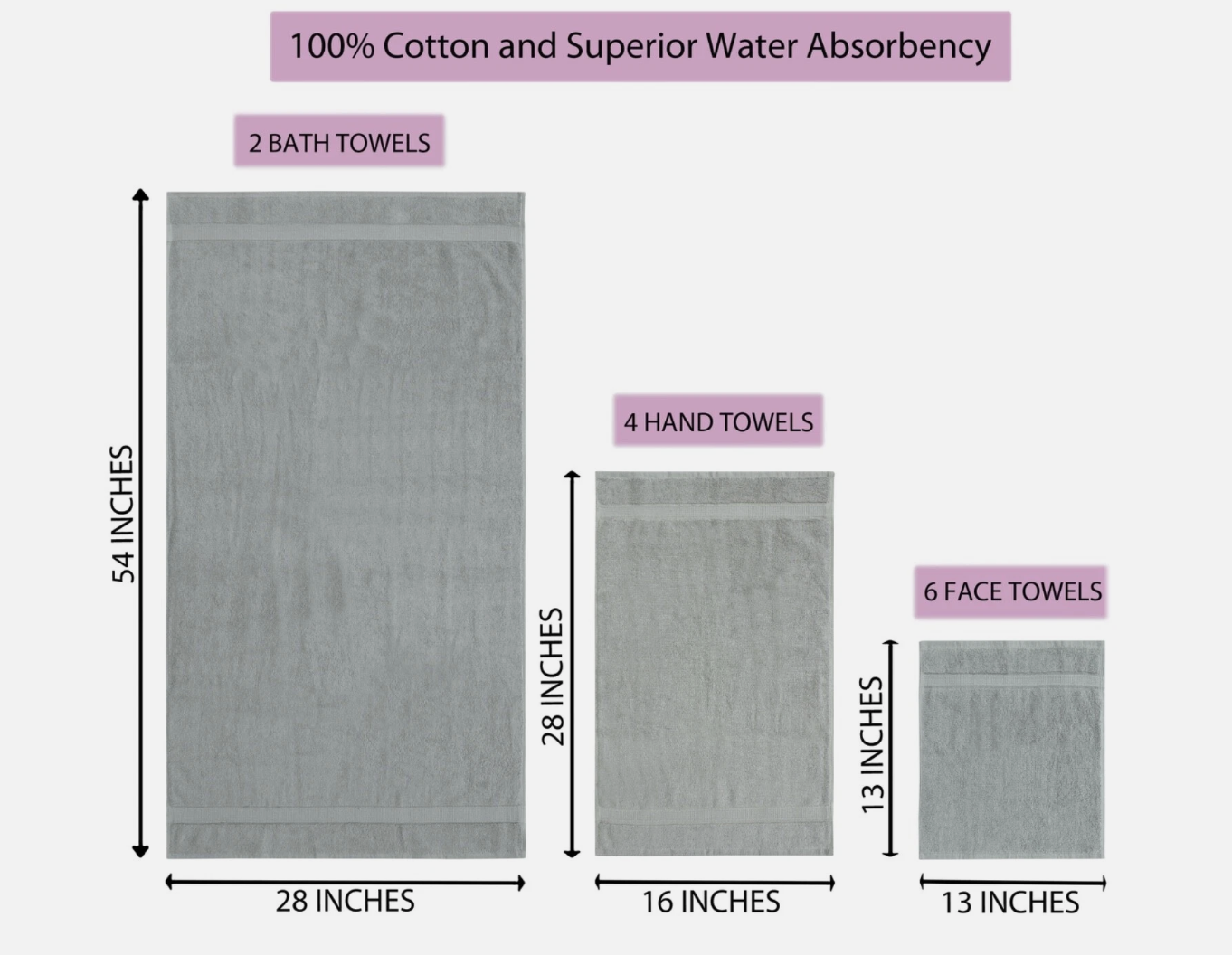 Excel Hometex 100% Luxurious Cotton 600 GSM 6PC Bath Towel Set