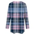 thumbnail image 7 of idosla Women's Open Front Long Cardigan Draped Snap Buffalo Plaid Shirt Kimono Cardigan Knit Sweater (Navy, M), 7 of 7