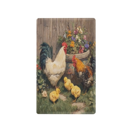 Unused Outlet Cover Switch Plate PC Material Electrical Outlet Covers Wall Plates with Screws Chicken Scene in The Garden