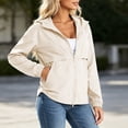thumbnail image 4 of Admvng Hooded Windbreaker Jacket for Women Lightweight Zip Up Side Pocket Long Sleeve Casual Outdoor Coat, 4 of 5