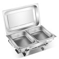 thumbnail image 1 of Patiojoy Plat Anti-Frottement en Acier Inoxydable, Ensemble de Buffet Rectangulaire avec 2 Poêles Demi-Format, 1 of 6