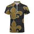 thumbnail image 4 of Black And Gold Fleur De Lis Men Zipper T-shirt Summer Casual Short Sleeve T-shirt Top, 4 of 7