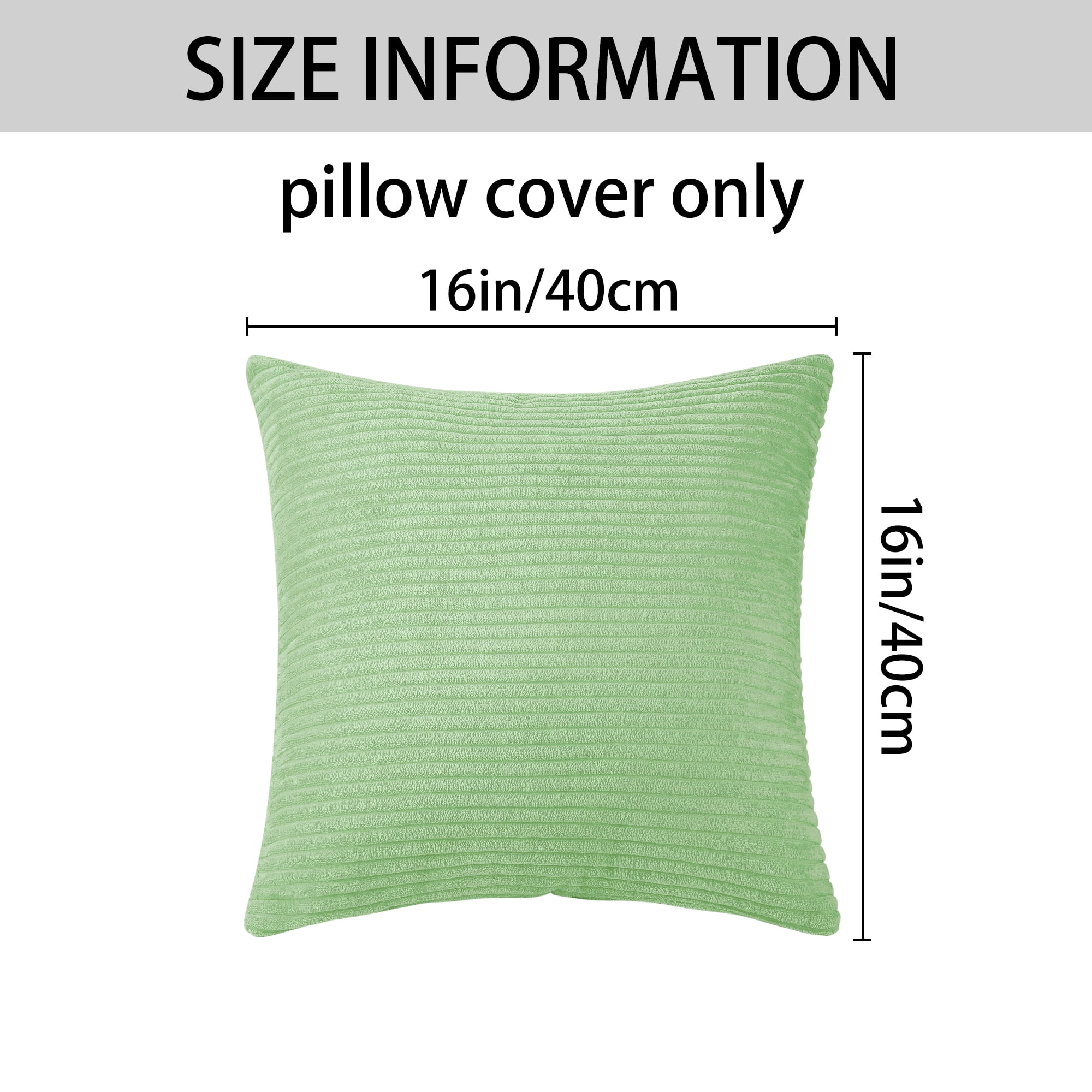 Unique Bargains Sofa Living Room Corduroy Decorative Throw Pillow Covers (2 Count) Light Green 16" x 16"
