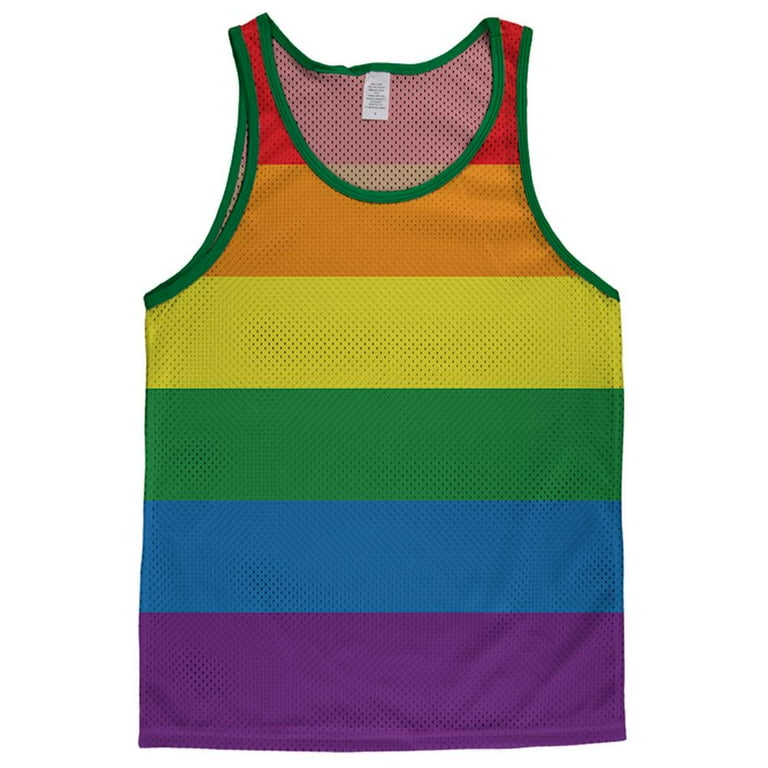 Gay Pride Rainbow Flag Adult Mesh Jersey White-Kelly X-LG