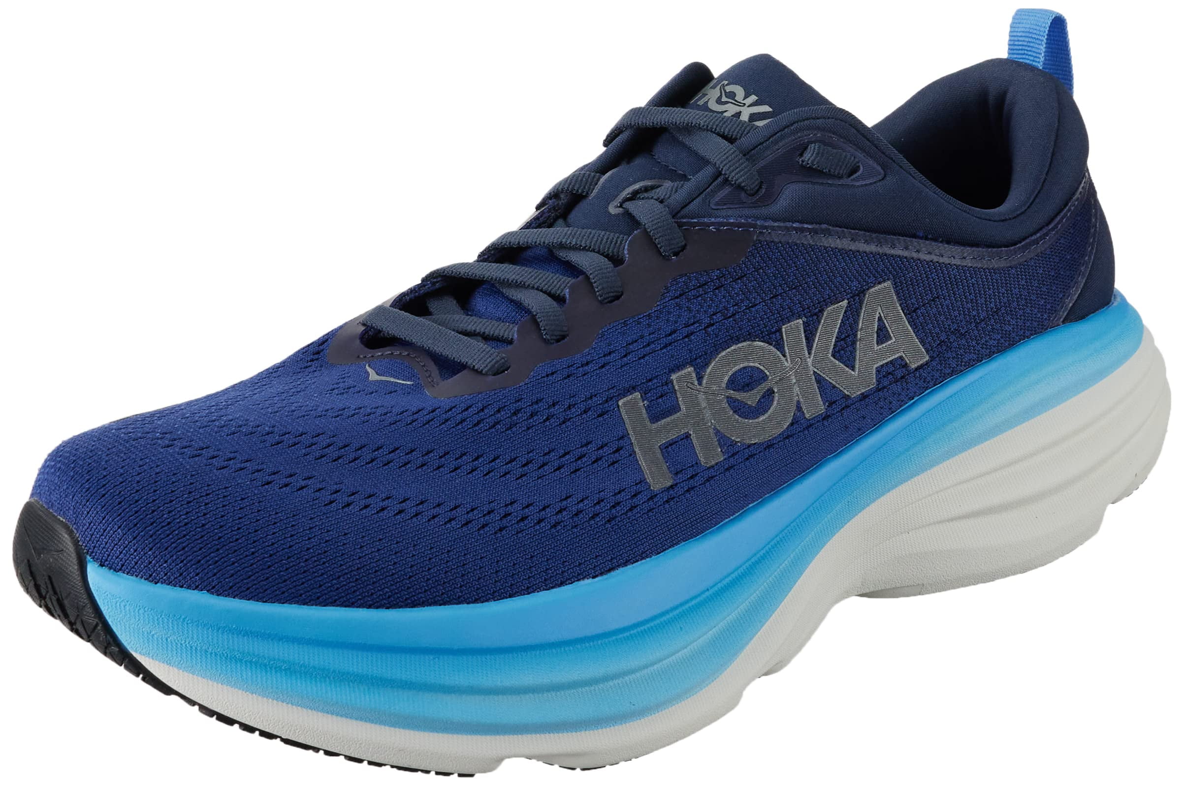 Pre-Owned Hoka Men's Bondi 8 Sneaker, Outer Space/All Aboard, 8