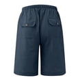 thumbnail image 6 of Domuza Men's Linen-Cotton Casual Shorts – Classic Fit Summer Beach Shorts with Pockets Navy L, 6 of 6
