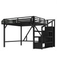 thumbnail image 5 of Bellemave Queen Size Metal Loft Bed Frame with Storage Stairs, Wardrobe & Side Shelf, USB Ports and LED Light, Space-Saving Design with Underbed Storage, Black, 5 of 11