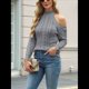 thumbnail image 4 of Suéteres de Cuello Alto con Hombros Descubiertos para Mujer, Jerseys de Punto Suave de Larga para Otoño, Jersey Sexy. Gris M, 4 of 8