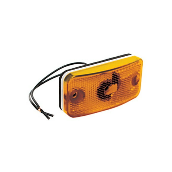 RV Designer Clearance Light E397 Halogen; Rectangular; Amber Lens; Black Housing; With Fastener; Fleetwood Style