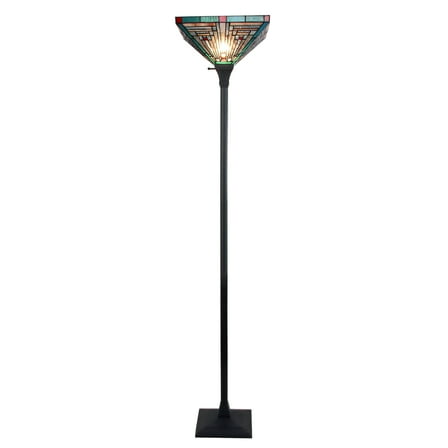 Radiance Goods Mission Tiffany-Style Blackish Bronze 1 Light Torchiere Lamp 14" Wide/70 Tall