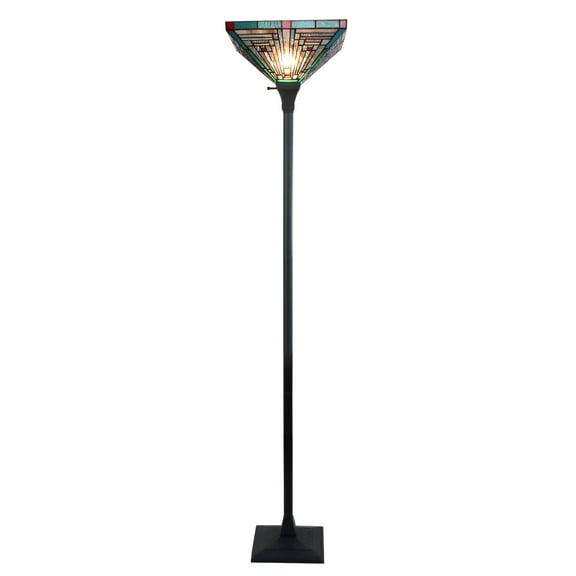 Radiance Goods Mission Tiffany-Style Blackish Bronze 1 Light Torchiere Lamp 14" Wide/70 Tall
