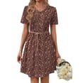 thumbnail image 5 of Fantaslook Summer Dresses for Women Short Sleeve Pleated V Neck Dress A Line Casual Tunic Dresses with Pockets, 5 of 11