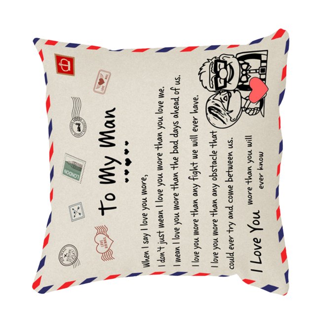 Toystoory Funda de almohada de piel de melocotón con letras de 45x45cm, diseño personalizado, funda de almohada decorativa, funda de cojín para el Decoración del hogar a mi hombre Toystoory HA002997-08