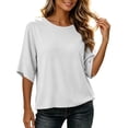 thumbnail image 5 of VBVC Women's Crew Neck 3/4 Sleeve Top , Ladies' Drop Shoulder Loose Fit Tunic , Casual Stretchy Tee Shirts For Women, S-2XL, 5 of 9