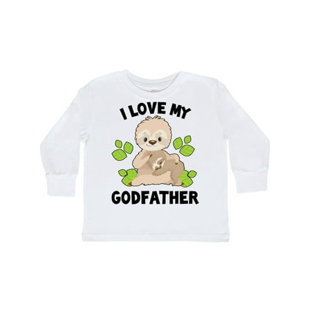 

Inktastic Cute Sloth I Love My Godfather with Green Leaves Gift Toddler Boy or Toddler Girl Long Sleeve T-Shirt