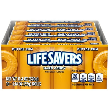 Life Savers Butter Rum Hard Candy, 1.14 ounce (10 Single Packs).