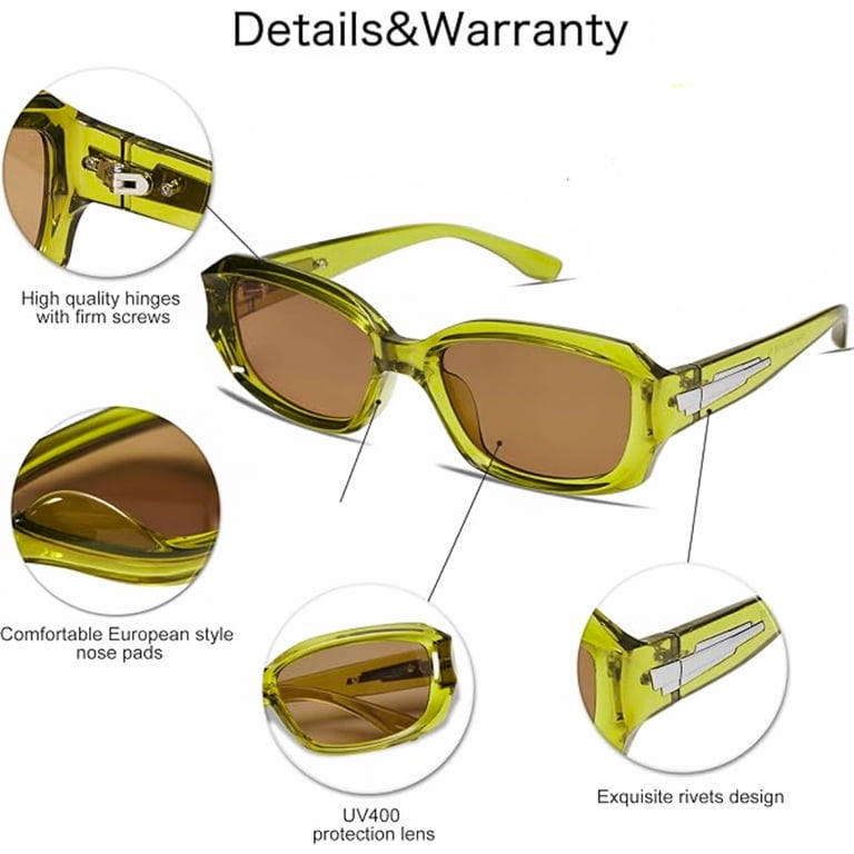 Wrap Around Olive Green Frame Brown Tint Lens Retro Trendy 