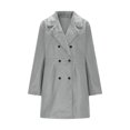 thumbnail image 2 of Trench Coat Women Double Wool Blend Overcoat with Notch Lapel Design Lined Peacoat Womens Coat (Grey M), 2 of 6