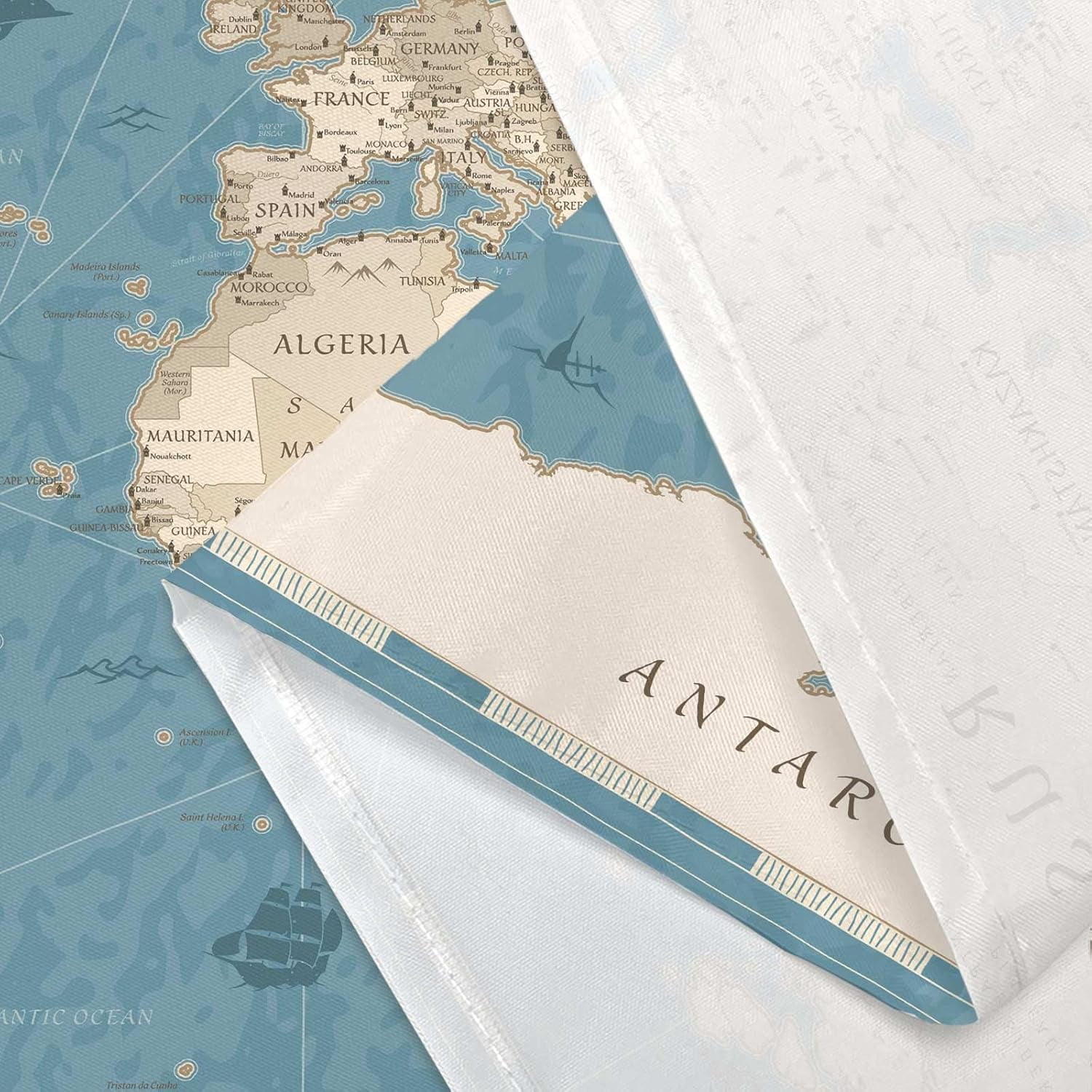 World Map Shower Curtain, Map of The World with National Educational Fabric Shower Curtains Set for Bathroom, Geography Educational Fabric Bathroom Shower Curtain with Hooks, Kids Bathroom70x70IN