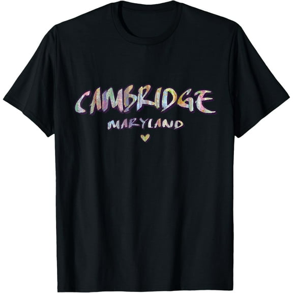 Cambridge Maryland - Cambridge MD Watercolor Logo T-ShirtMen and women, Black T-shirt, size: Extra large