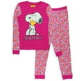 thumbnail image 3 of Peanuts Pajamas Toddler Girls' Snoopy and Woodstock Tight Fit Sleep Set, 3 of 7
