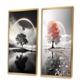 thumbnail image 3 of Designart "Grayscale Arc Rainbow Over the Tree II" Rainbow Framed Wall Art Set Of 2 - Grey Landscapes Framed Canvas Set For Living Room Decor, 3 of 7
