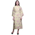thumbnail image 1 of Bimba China Ivory Floral Rose & Ranunculus Long Robes For Women Printed Bride Getting Ready Bridesmaid Robes Cotton Bathrobes XL, 1 of 5