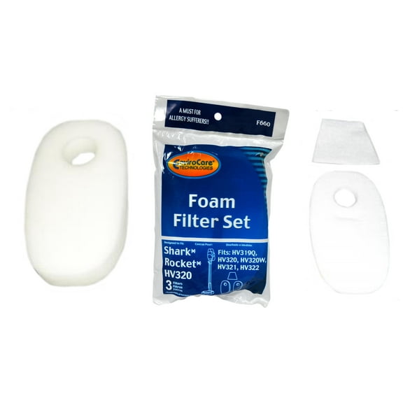Envirocare Foam Filter Set Designed To Fit Compatible with Shark Rocket HV320 Vacuum F660