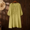 thumbnail image 7 of HAJWOH Women's Floral Embroidered Cotton Linen Maxi Boho Dress Short Sleeve V Neck Dresses Summer Flowy Beach Sundress, 7 of 7