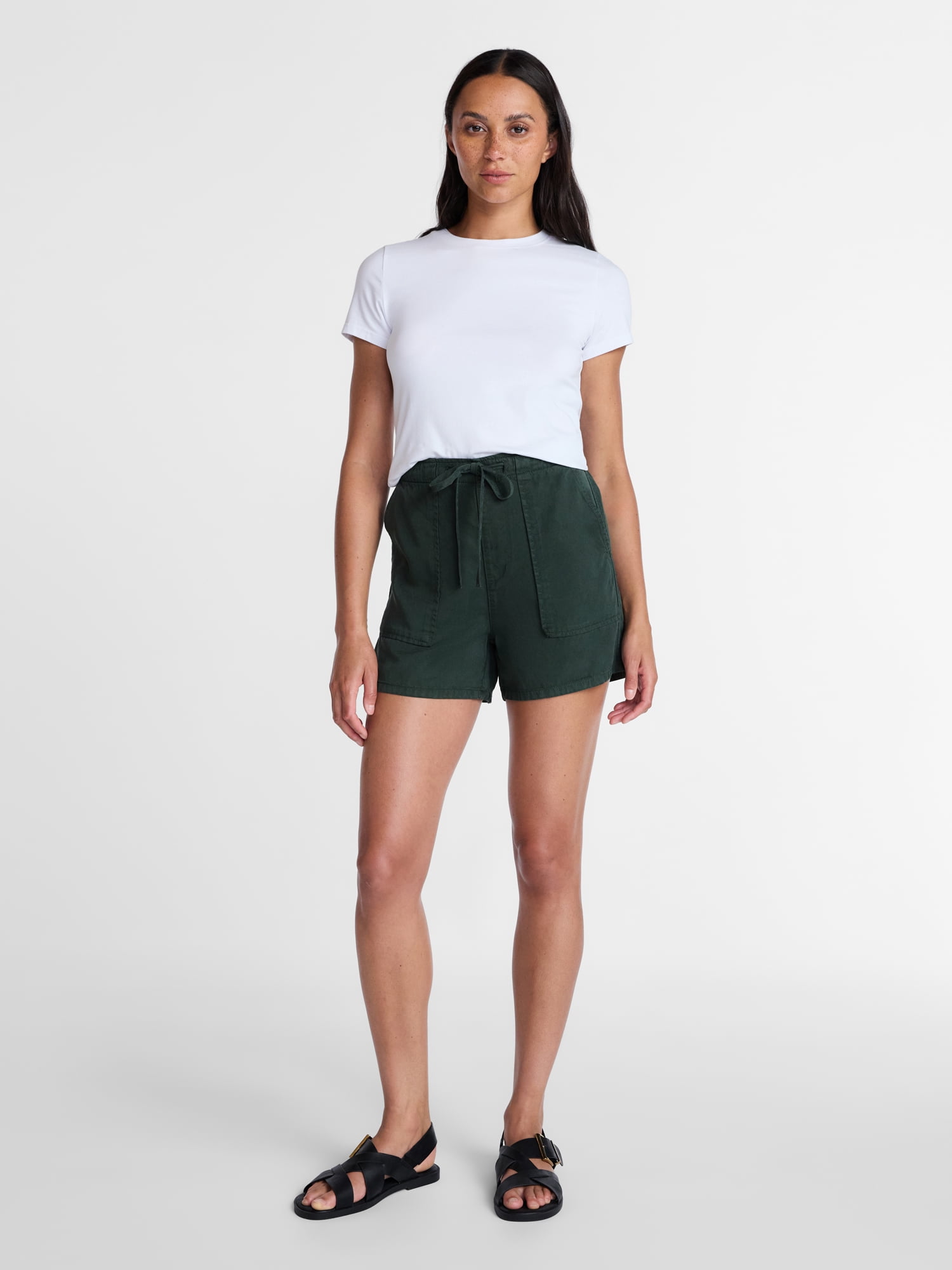 Time and Tru Women's Soft Utility Shorts, 4" Inseam, Sizes XS-XXXL