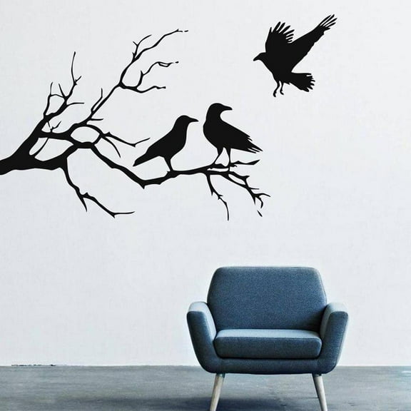 Halloween Wall Decals Decor Vinyl The branches bifurcate crow Wall Stickers for Kids Room Decor Home Any Room Decor Decals 57x35cm