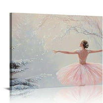 Fenyluxe Nutcracker Ballet Christmas Art Print Vintage Ballerina Christmas Wall Decor Christmas Canvas Wall Art Winter Christmas Painting Art Print For Bedroom Apartment Relaxing Space 16x12in