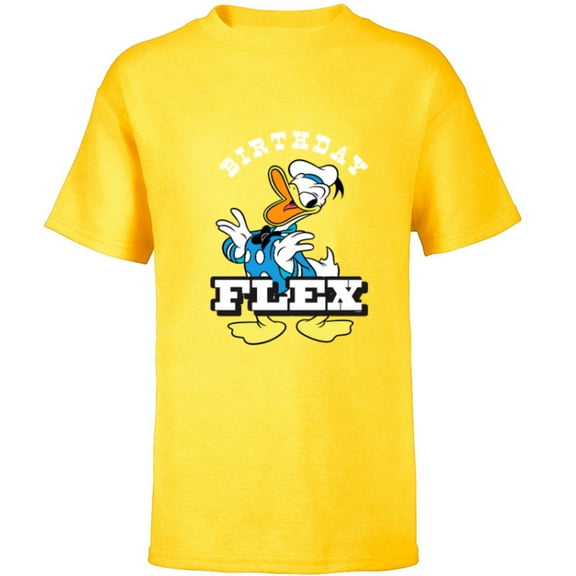 Disney Donald Duck Classic Vintage Retro Birthday Flex - Short Sleeve T-Shirt for Kids - Customized-Yellow
