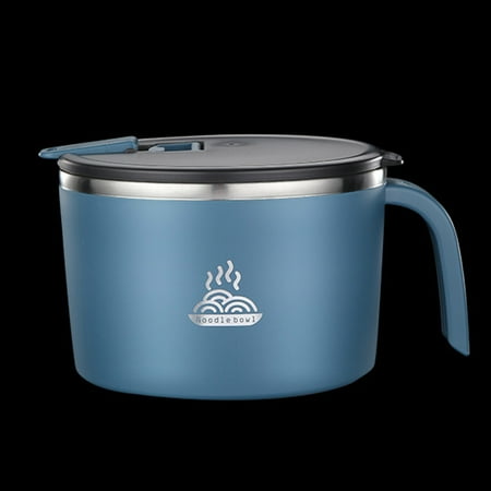 

FeiraDeVaidade Stainless Steel Instant Noodle Bowl Dormitory With Lid Lunch Box Soup Rice Bowl And Handle Anti- Scald Soup Bowl