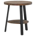 thumbnail image 1 of Table d'Appoint Ronde avec Pieds en Métal Inclinés, Brun Rustique, 1 of 2