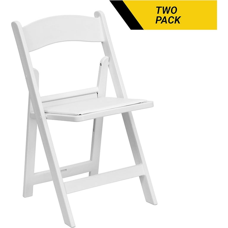 Set Of 2 White Resin Folding Event Chairs - 1,000 Lbs. Static Weight  Capacity Per Chair 