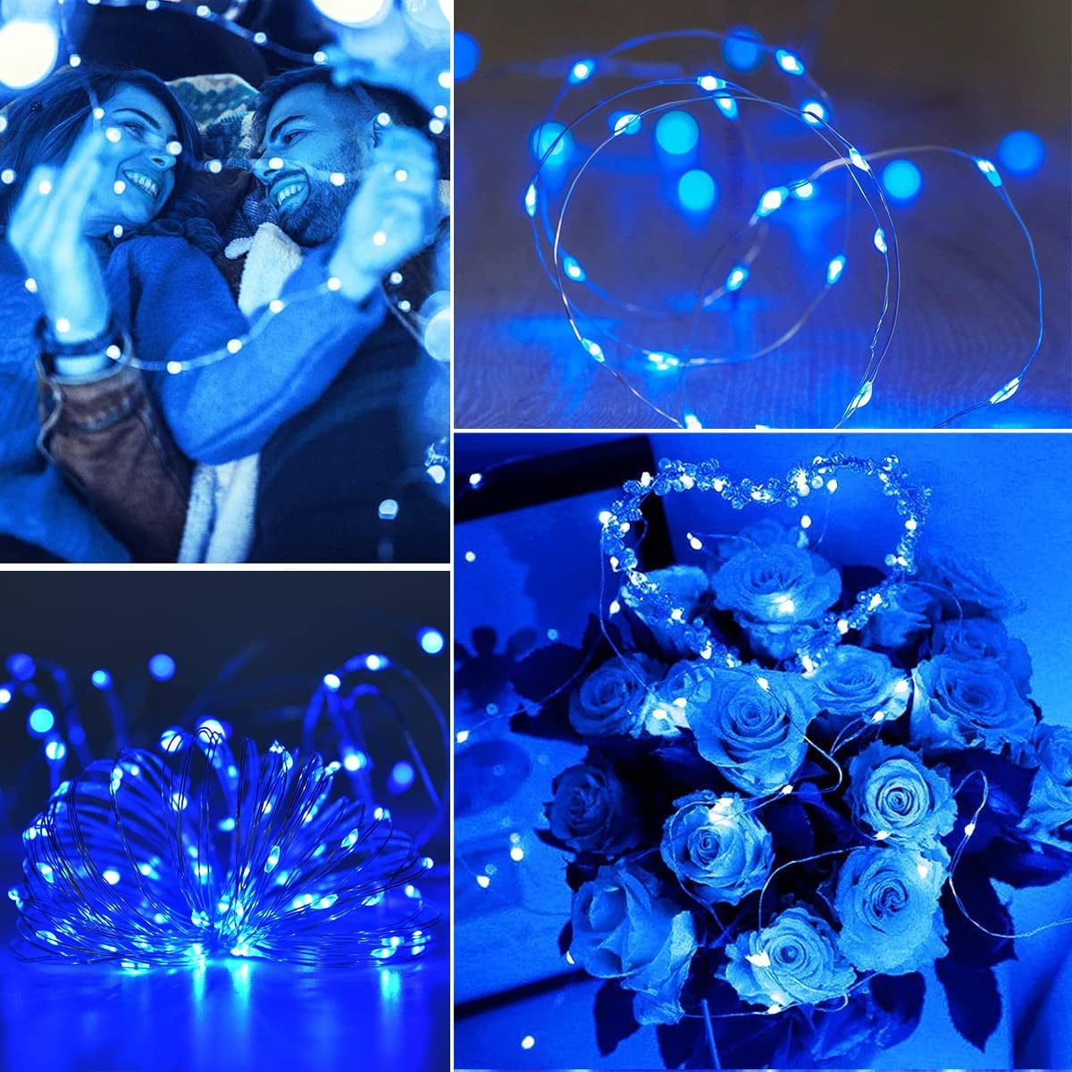 2 Pack Blue Solar String Lights Outdoor Waterproof Each 33 Ft 100 Led Solar Fairy Lights For Outdoor Garden Fence Patio Tree Party Wedding Decorative Walmart Com