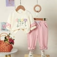 thumbnail image 2 of oqasdz Baby Girl Outfits Floral Embroidery Long Sleeve Top And Ruffle Hem Pants Outfit Soft Playwear 2 Piece Set Size 6 Month-12 Month, 2 of 7