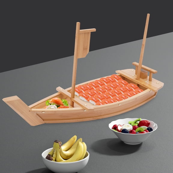 Wooden Sushi Boat Serving Tray 28 Inch Sushi Plate for Restaurant Parties Use