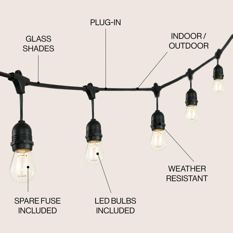 Stonepoint LED Lighting 50-ft 5-Light Shade Plug-in Bulbs LED String Lights Stonepoint LED Lighting 50-ft 5-Light Shade Plug-in Bulbs LED String Lights
