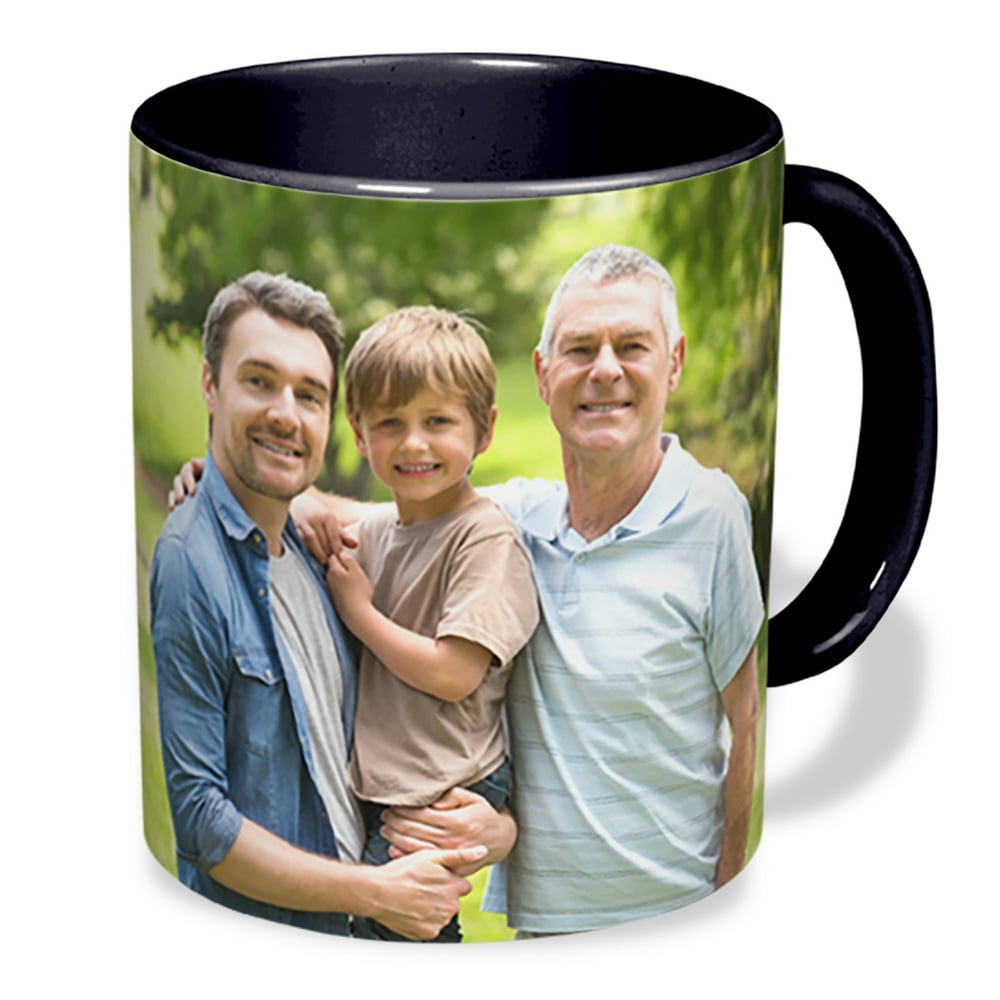 Customizable Black Photo Mug with Designs, 11oz