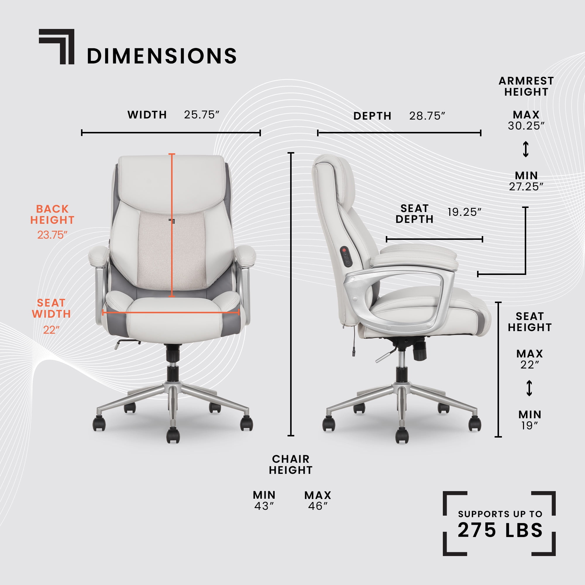 Sharper Image S-120 Massage and Heat Office Chair, White/Gray
