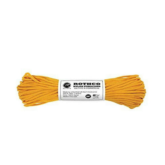 Rothco 550 LB Nylon Paracord, 100', Goldenrod