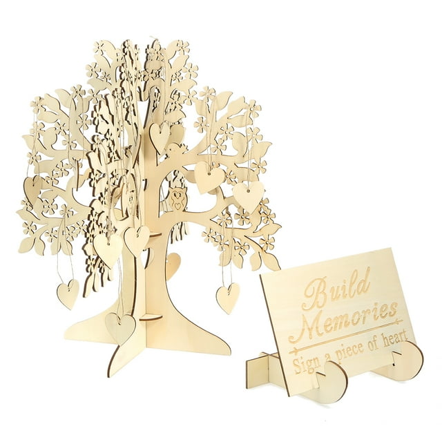 leyfeng 3D madera invitado signo libro familia deseo árbol corazones colgante gota adornos boda fiesta decoración