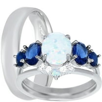 LaRaso & Co His Hers Wedding Set His Her Silver Wedding Rings Bridal Engagement Set Him Her 9/14