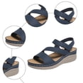 thumbnail image 6 of Rokment Women's Orthopedic Walking Sandals with Arch Support Comfortable Stylish Casual Leather Platform Wedge Orthotic Beach Summer Dressy Shoes Blue Size 7.5, 6 of 8